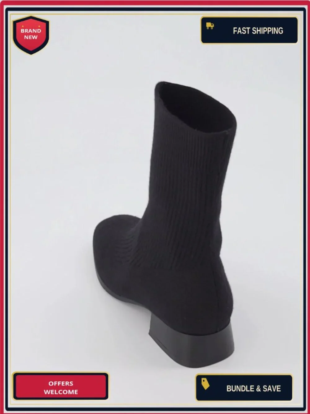 Cushionaire Women's Knit Ankle Boot, Block Heel, Memory Foam, Pull-On